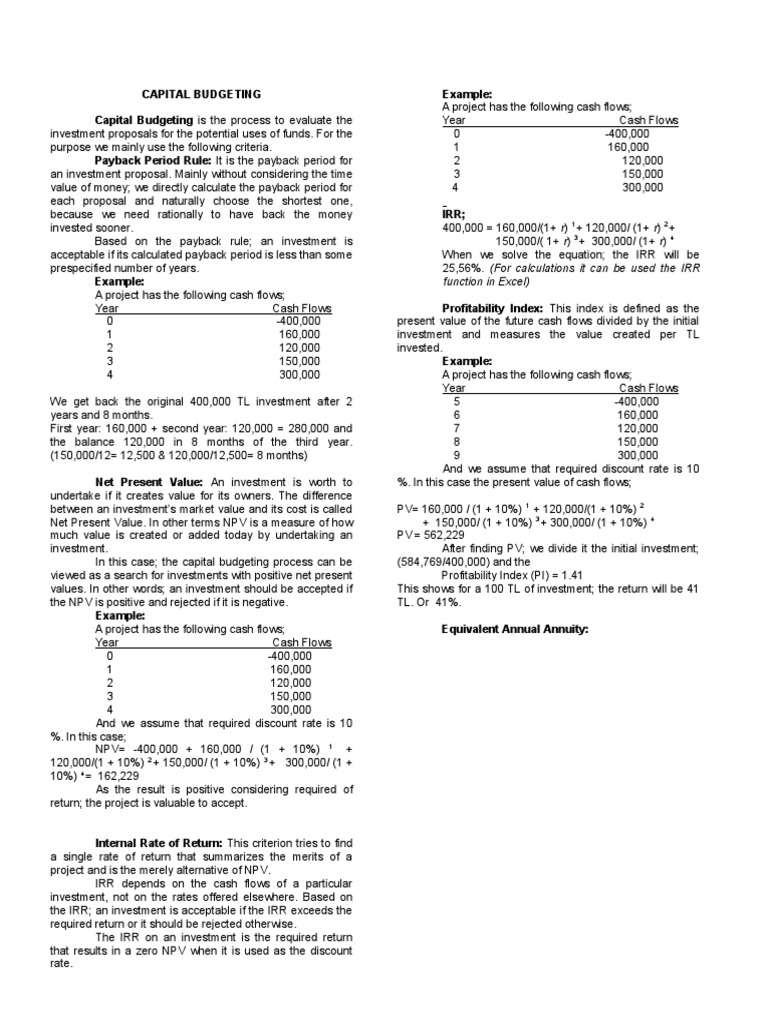 Capital Budgeting - 1 CZST | PDF