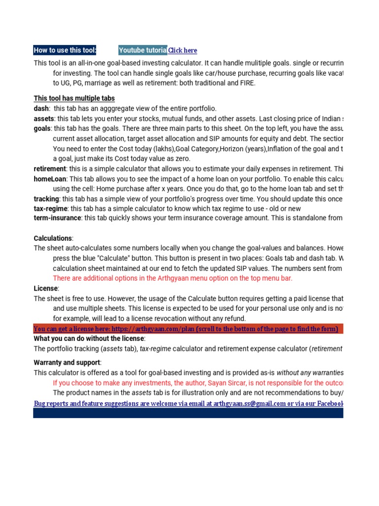 Arthgyaan GoalBased Investing Calculator v3 PDF
