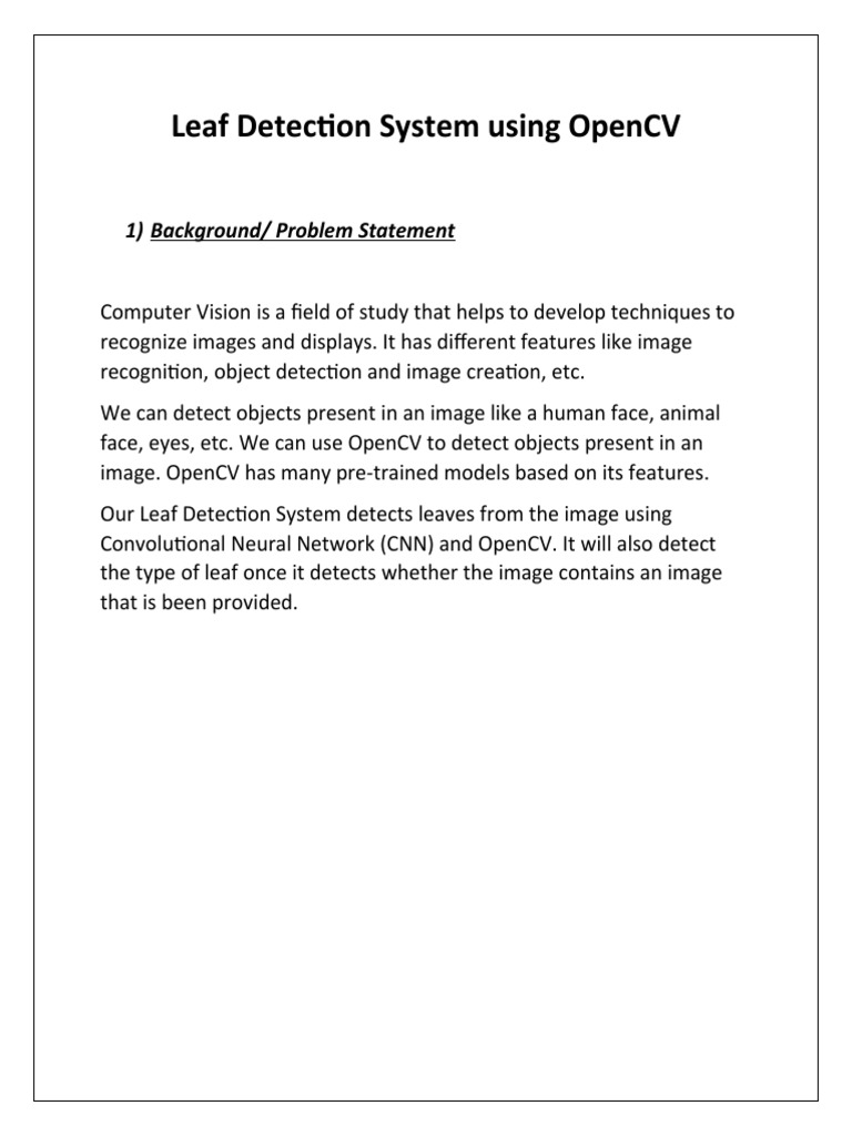 64 Leaf Detection System Using OpenCV PY064 | PDF | User (Computing ...
