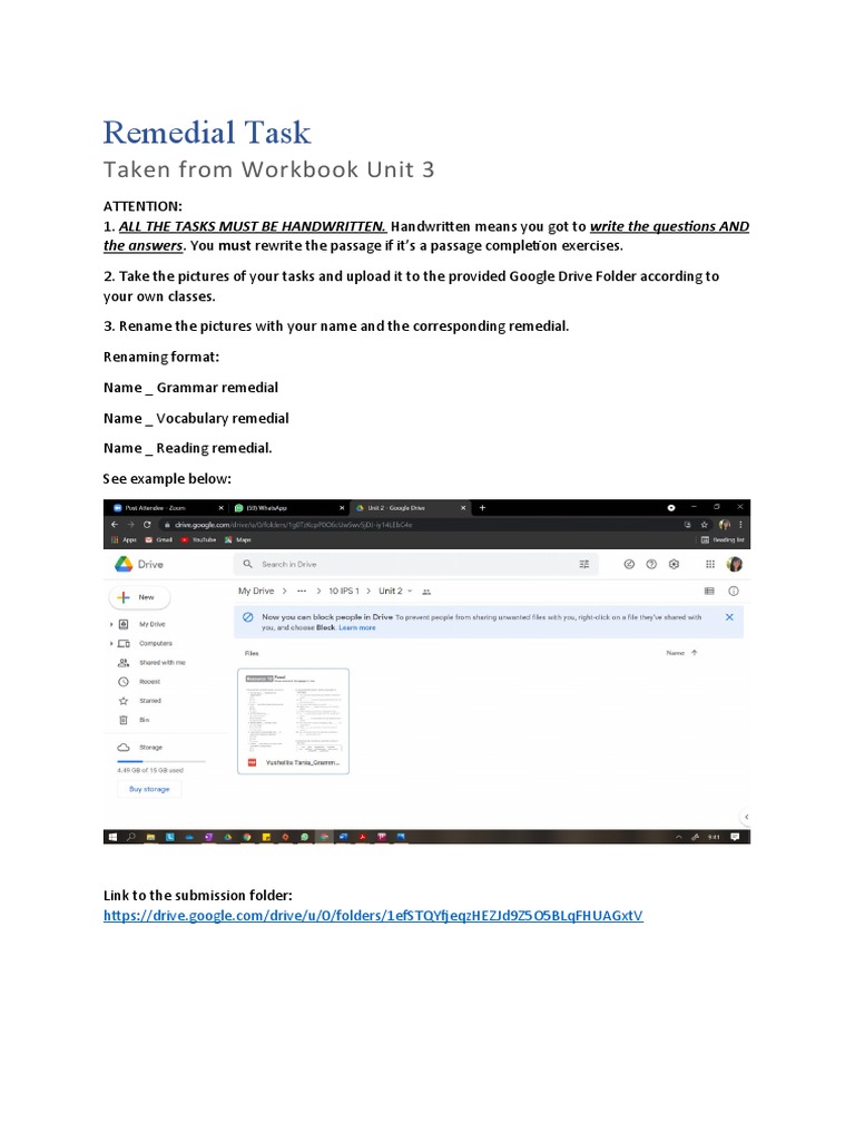 Remedial Task Submission Guidelines | PDF