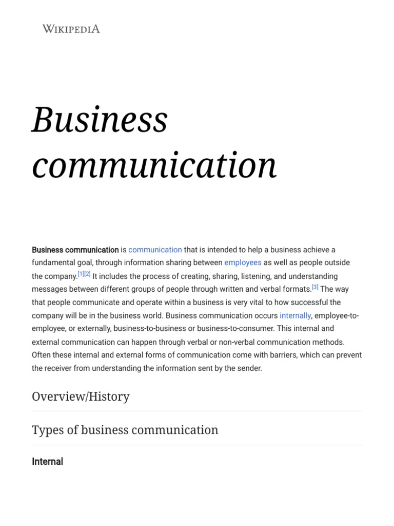Business Communication - Wikipedia | PDF | Communication | Human ...