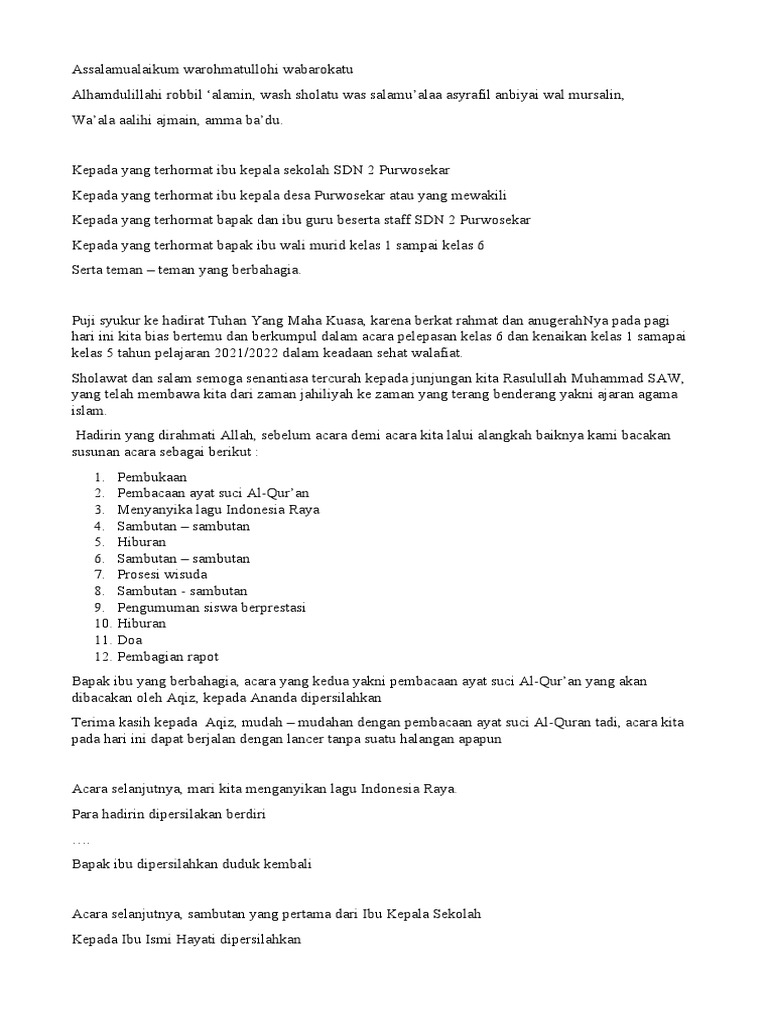 Text Mc Perpisahan Dan Kenaikan Kelas Pdf