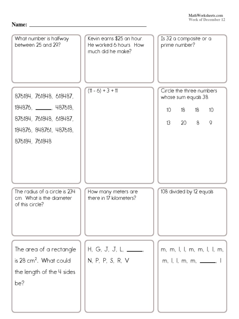 MathWorksheetsGrade5 12 12 | PDF