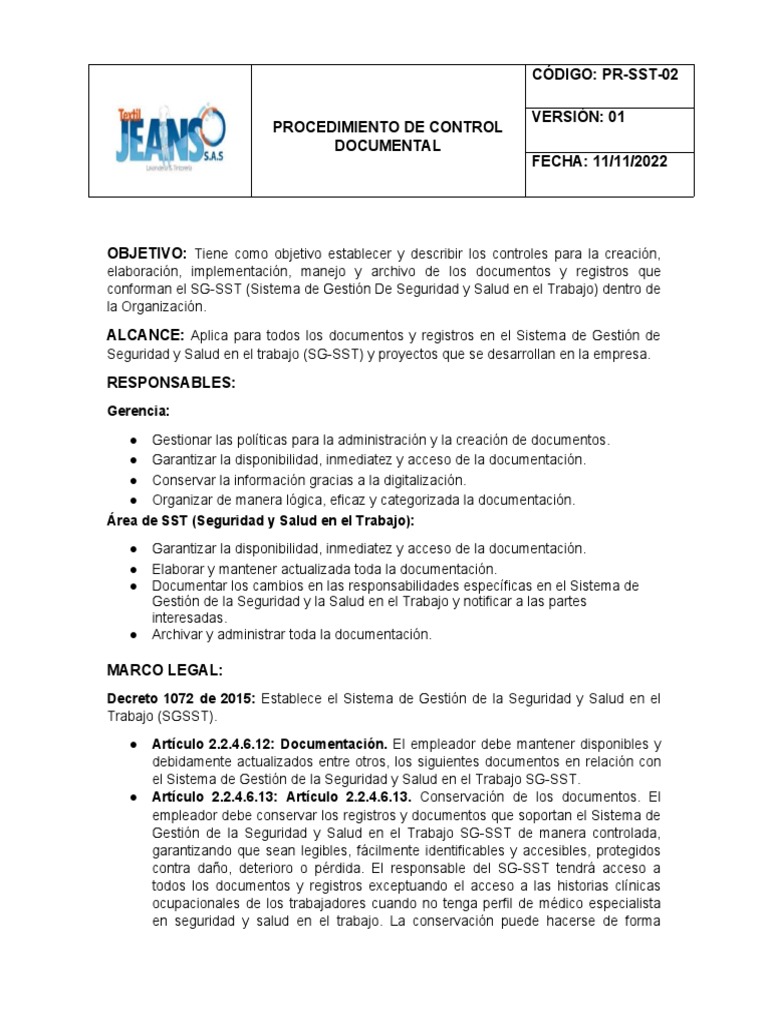 Procedimiento Control Documental Pdf Archivo De Computadora