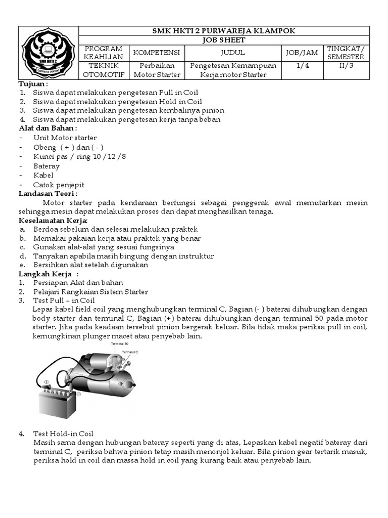 JOBSHEET SISTEM STARTER (Ok) | PDF
