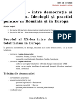 Secolul XX Intre Democratie Si Totalitarism Ideologii Si Practici Politice in Romania Si in Europa