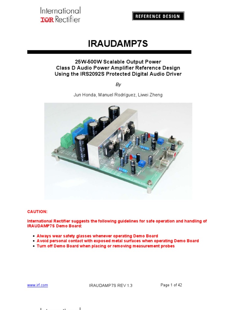 25W-500W Scalable Output Power Class D Audio Power Amplifier Reference ...