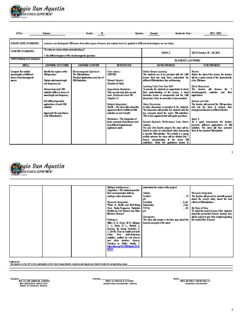 ILP 2nd QTR Week 2 - Electromagnetic Spectrum | PDF