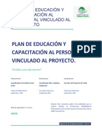 Plan de Educación y Capacitación Al Personal Vinculado Al Proyecto VF