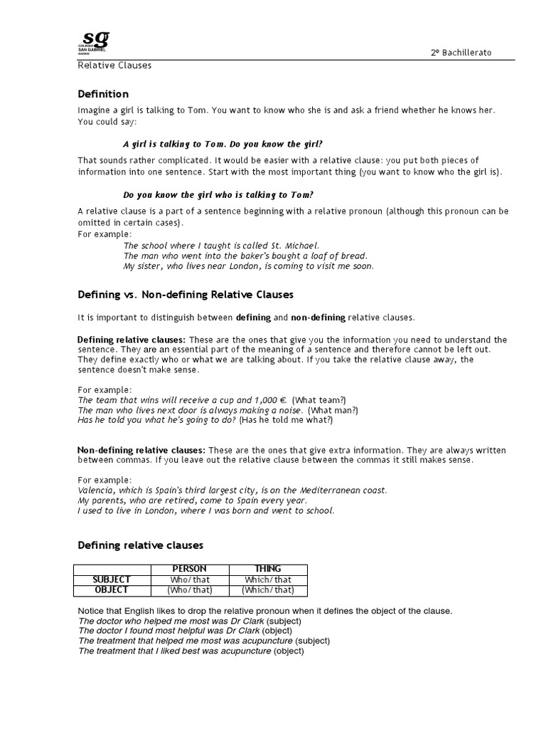 Relative Clauses 2 | PDF | Pronoun | Subject (Grammar)