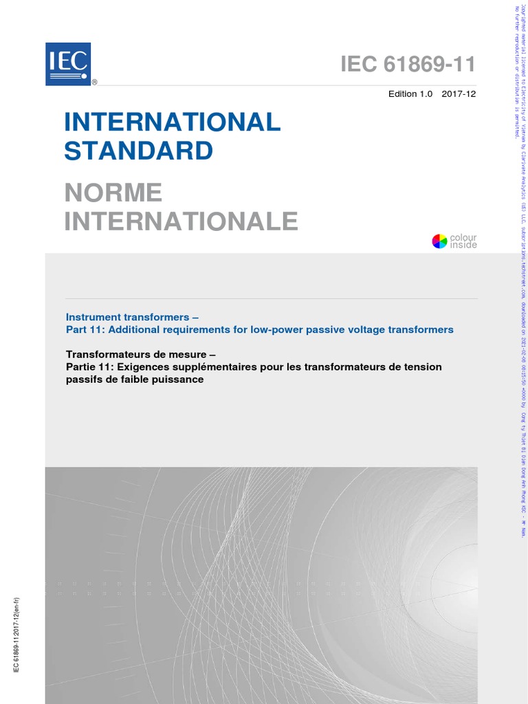 Iec61869-11 (Ed1 0) B | PDF | International Electrotechnical Commission ...
