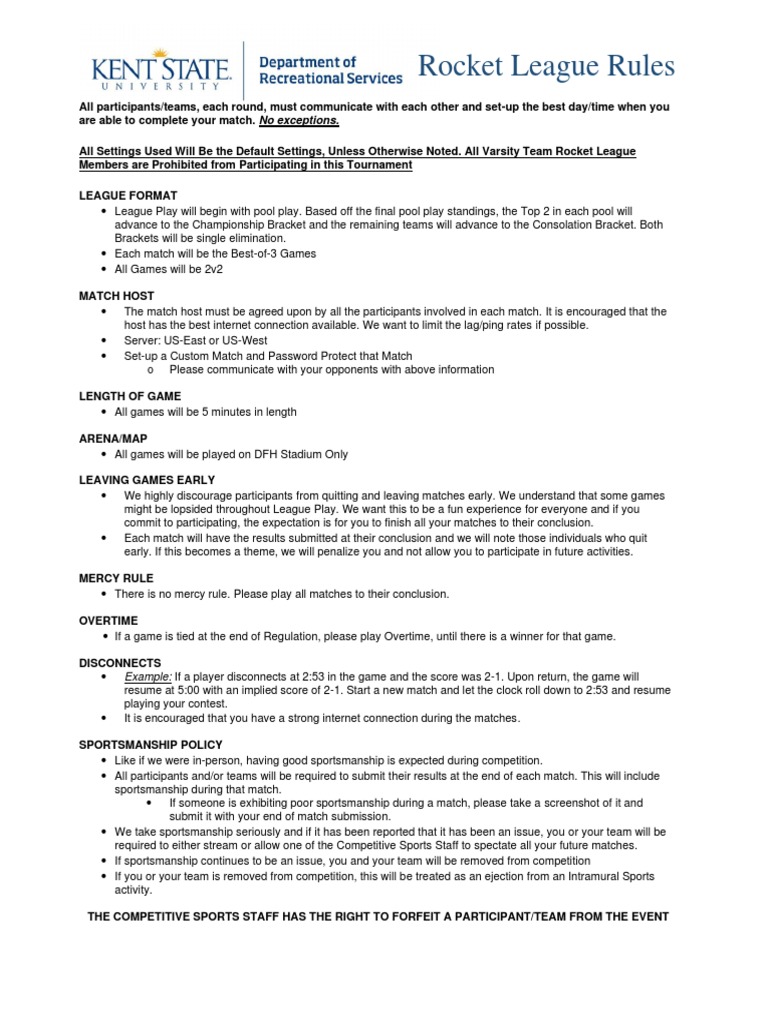 Rocket League Rules 1 Pdf