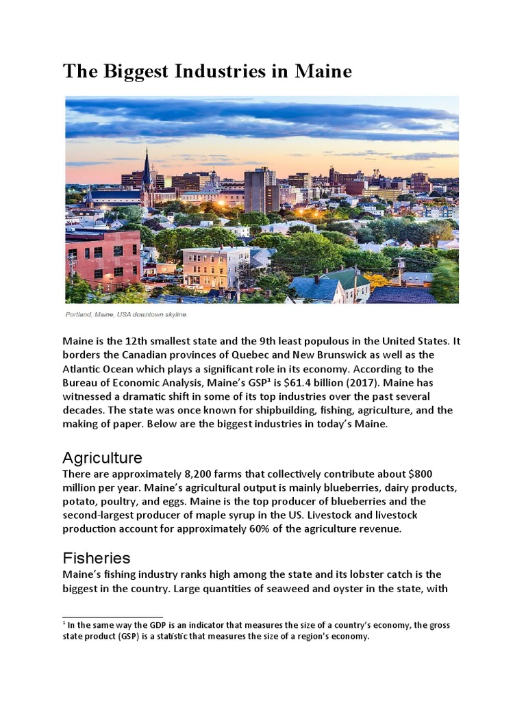 The Biggest Industries in Maine PDF Maine Health Care