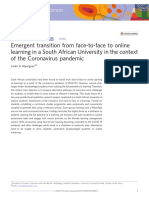 Emergent Transition From Face-To-Face To Online Learning in A South African University in The Context of The Coronavirus Pandemic