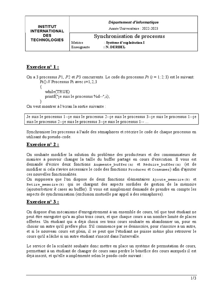 Synchronisation de processus en C | PDF | Programmation concurrente ...