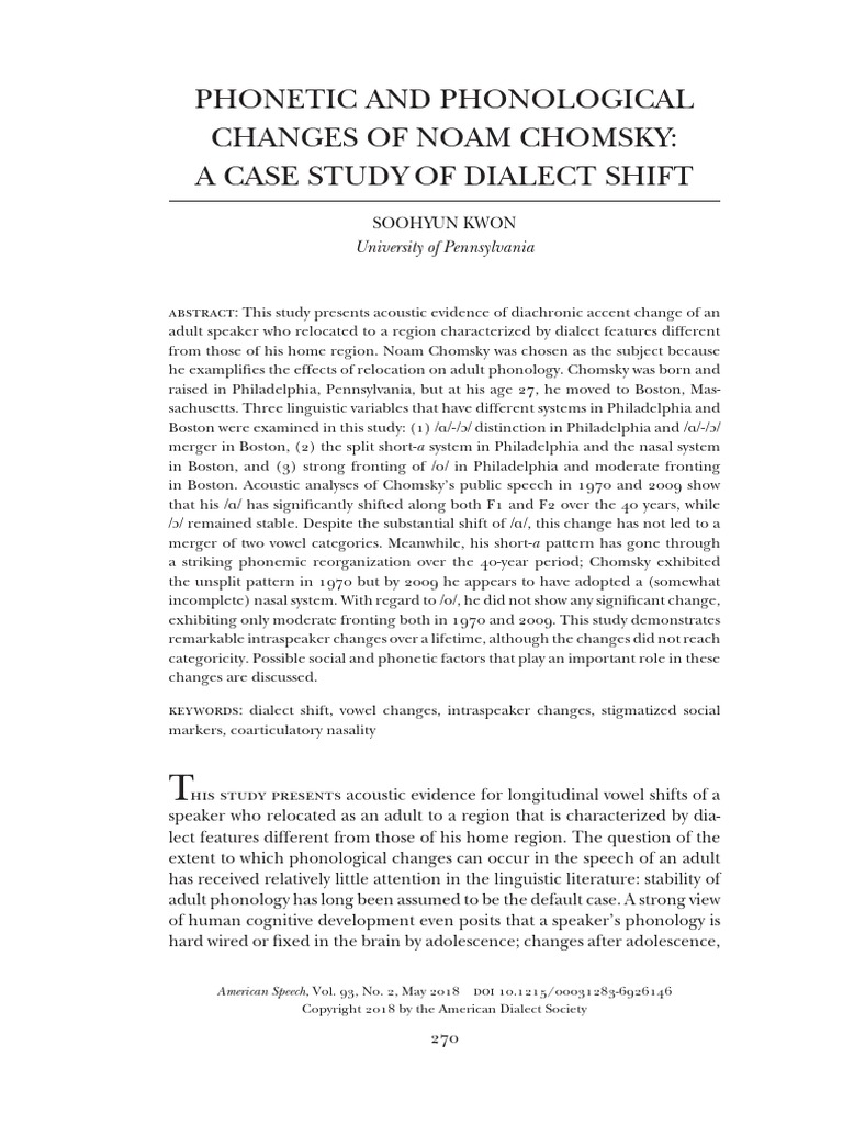 Phonetic and phonological changes of noam chomsky a case study of