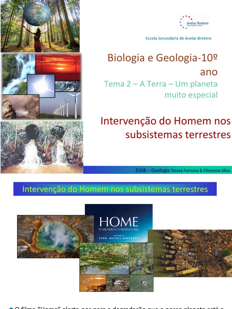 0 - Intervenção Do Homem Nos Subsistemas | PDF | Água | Energia renovável