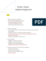 Center: Aswan Database Assignment: B) Database Management System