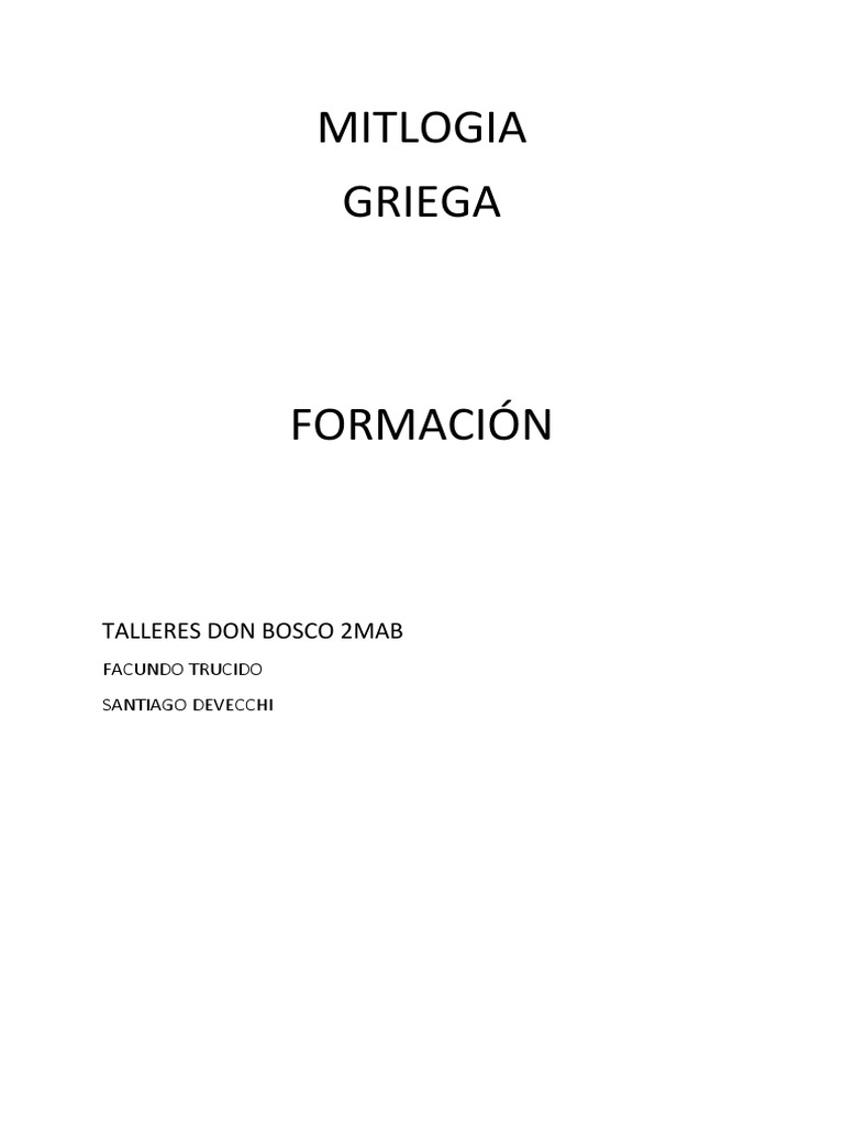 Mitos y dioses de la mitología griega | PDF | Mitología griega | Doce ...