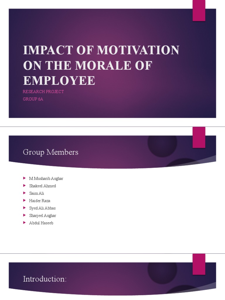 Motivation's Impact on Employee Morale | PDF | Motivation | Motivational