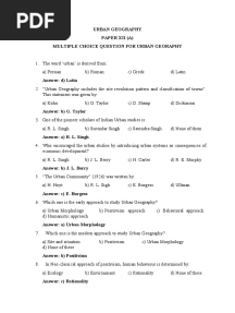 Pages 72 Multiple Choice Question For Urban Georaphy Final