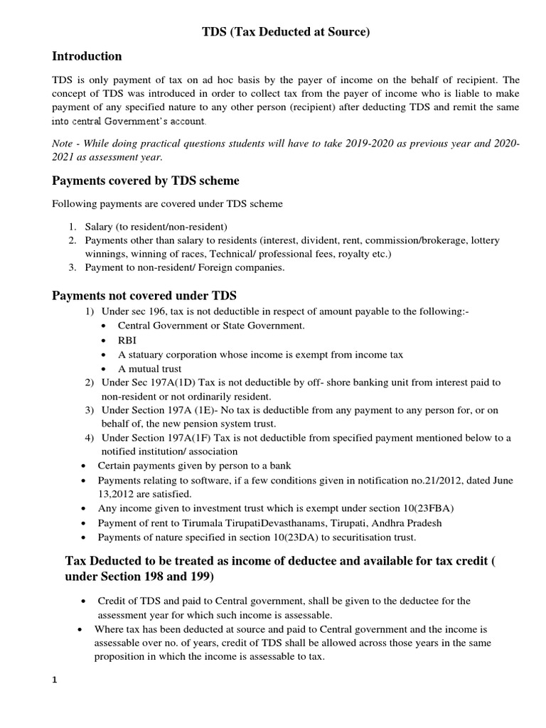 TDS Regulations and Exemptions Overview | PDF | Payments | Taxes
