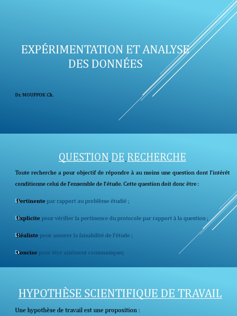 Expérimentation Et Analyse Des Données | PDF | Expérience | Expérience