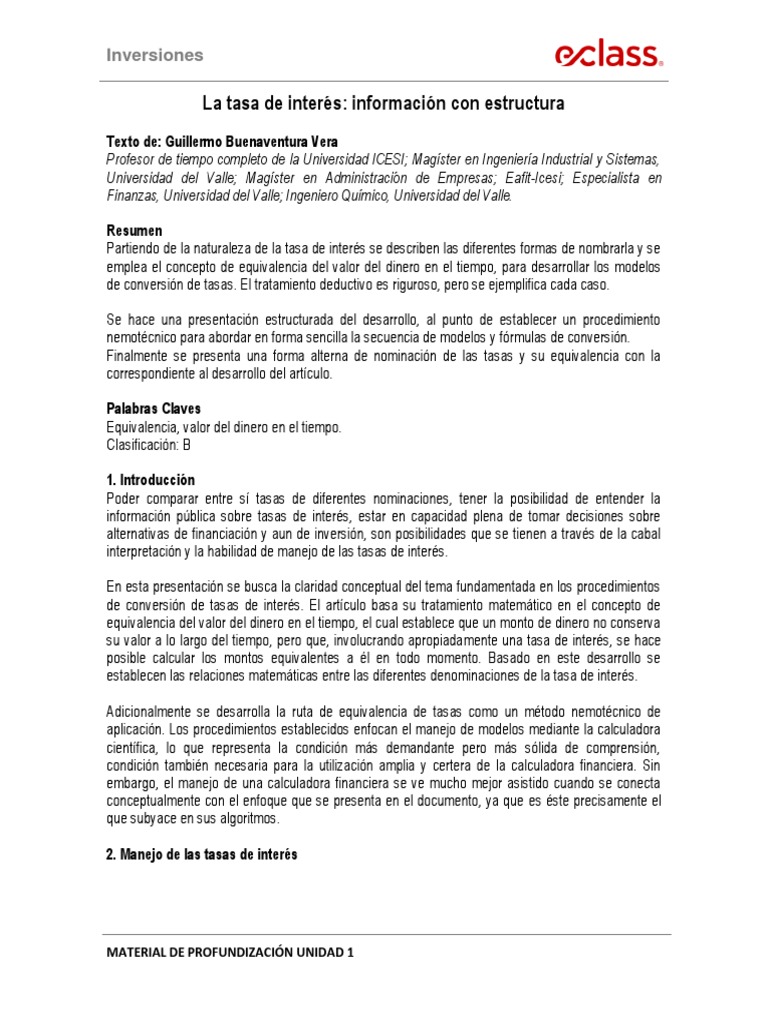 La Tasa de Inversión | PDF | Tasas de interés | Interés