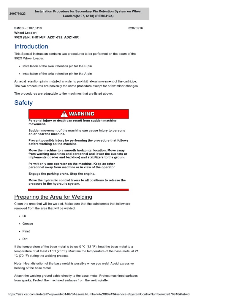 Installation Procedure For Secondary Pin Retention System On Wheel PDF