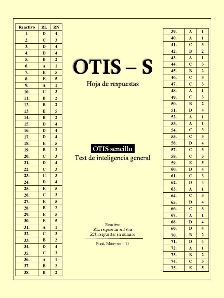 04 OTIS-S Hoja de Respuestas Predeterminadas | PDF