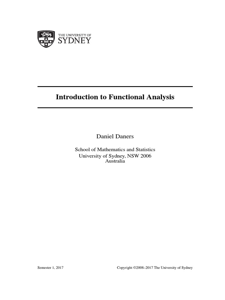 Introduction to functional analysis daniel daners 2017 download