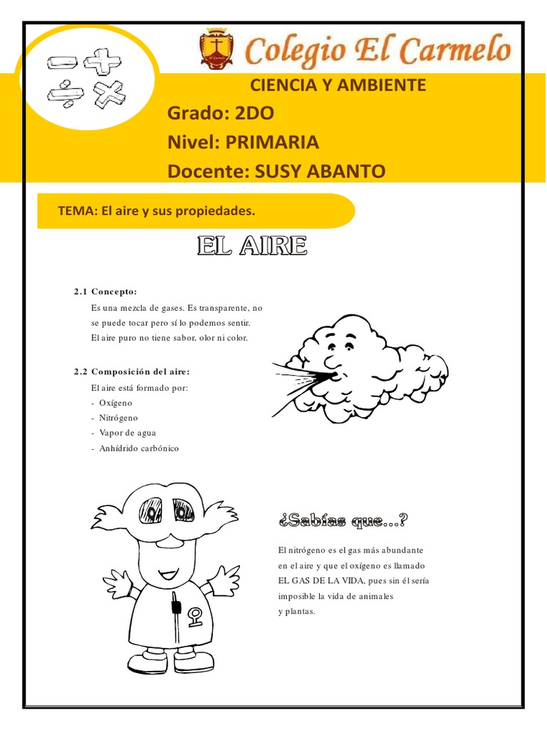 El Aire y Sus Propiedades | PDF | Atmósfera de tierra | Oxígeno