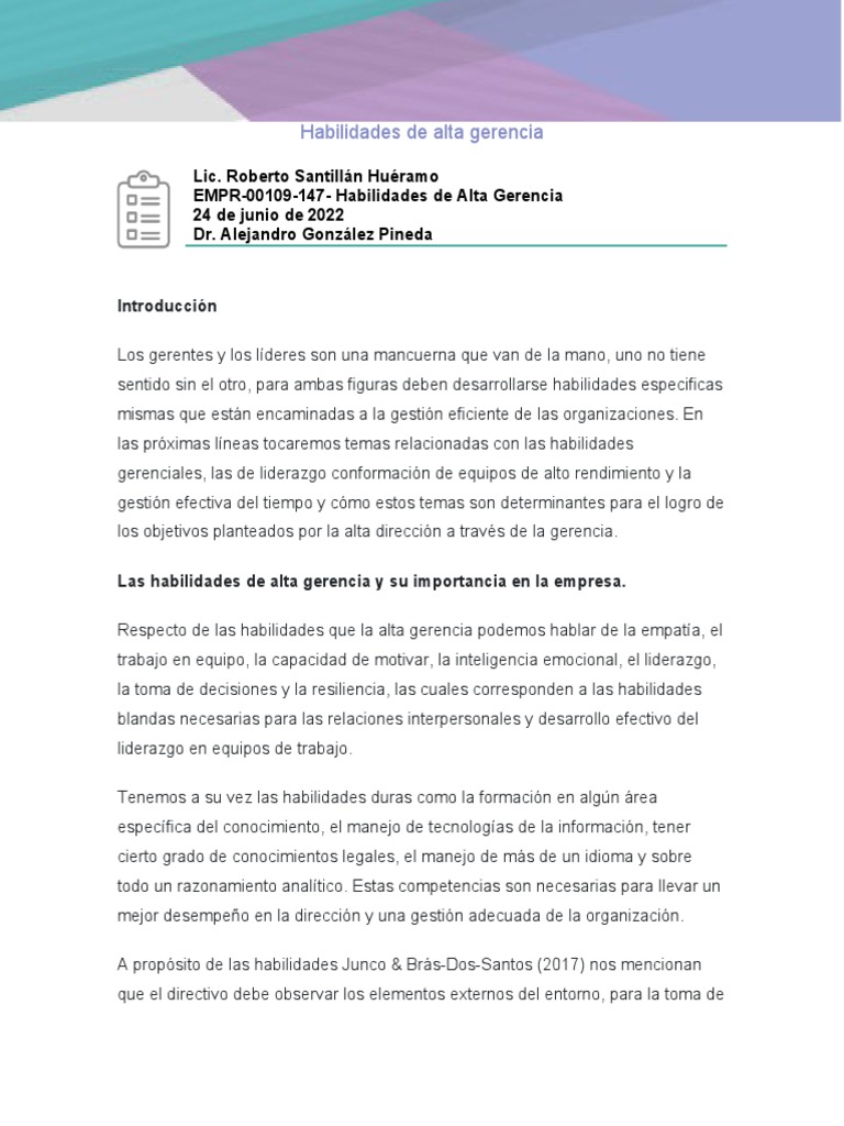 Habilidades de Alta Gerencia | PDF