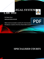 Law Legal Systems - Topic 8 - Specialised Courts