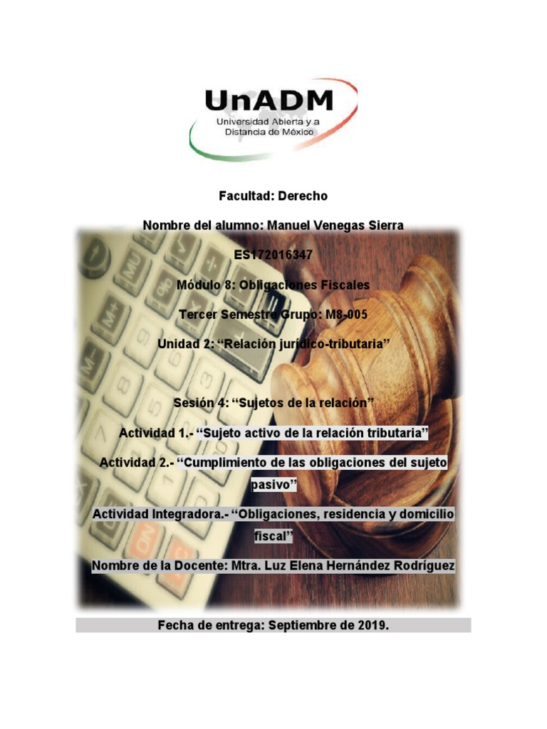 Obligaciones Fiscales y Sujetos Tributarios | PDF | Impuesto sobre la ...