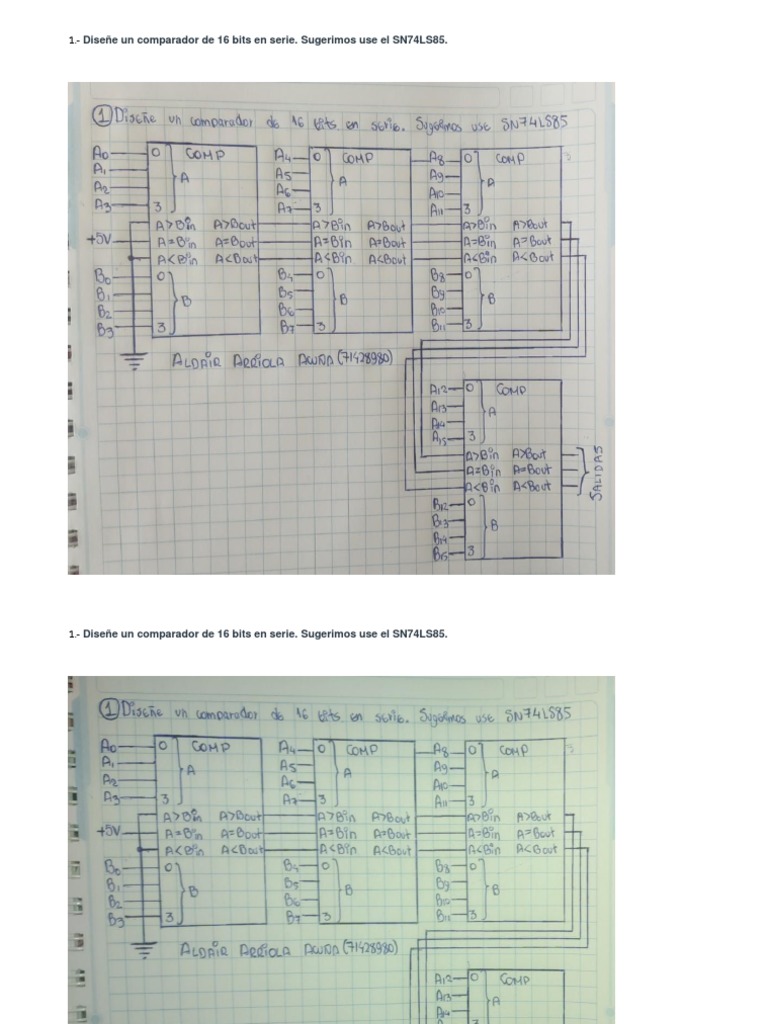 Comparador de 16 bits con SN74LS85 | PDF | Informática