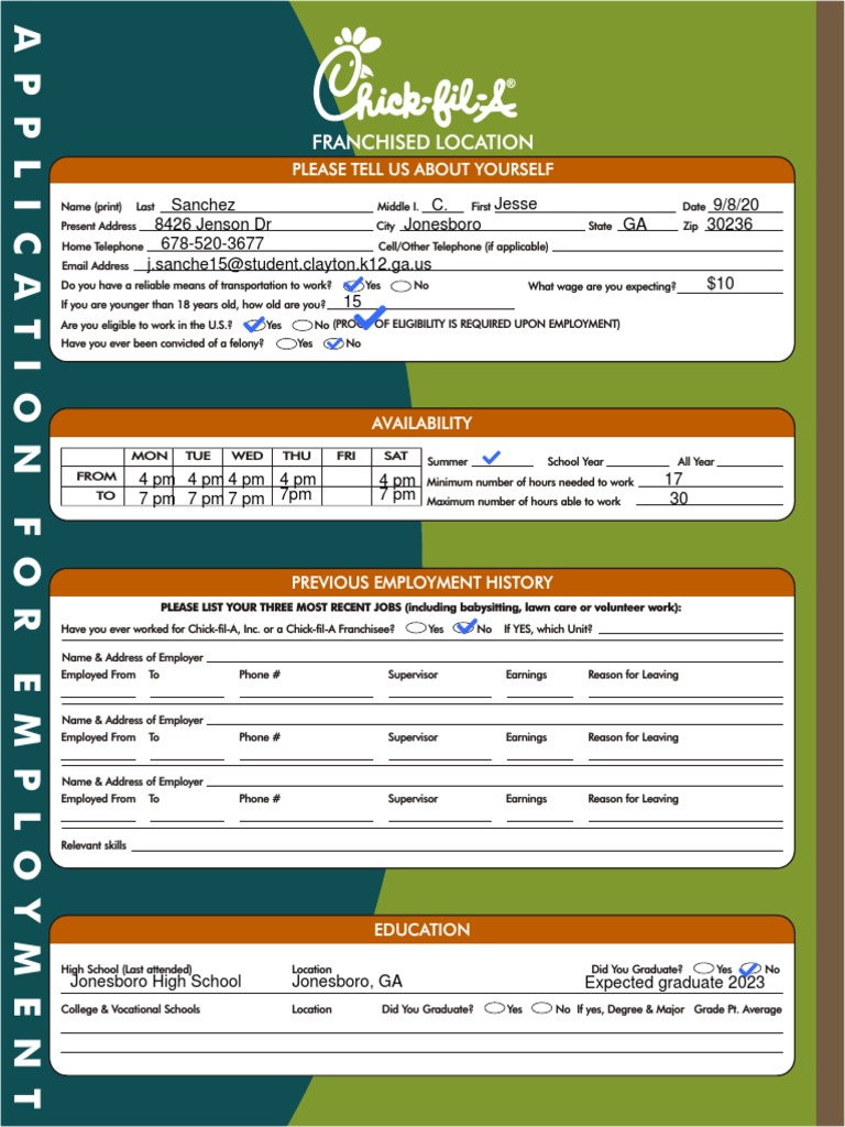 Chick Fil A Application To Apply