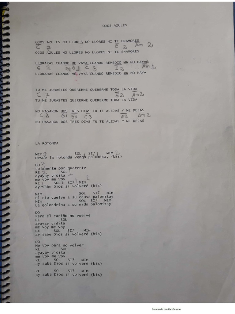 Ojos Azules para Guitarra PDF