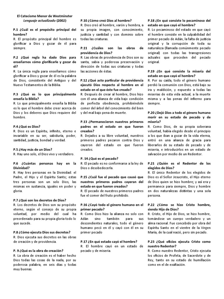 El Catecismo Menor de Westminster PDF