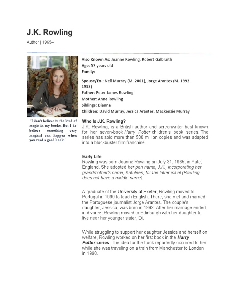 Biography of JK Rowling PDF