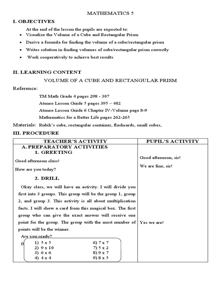 Final Demo Lesson Plan Pdf Volume Length