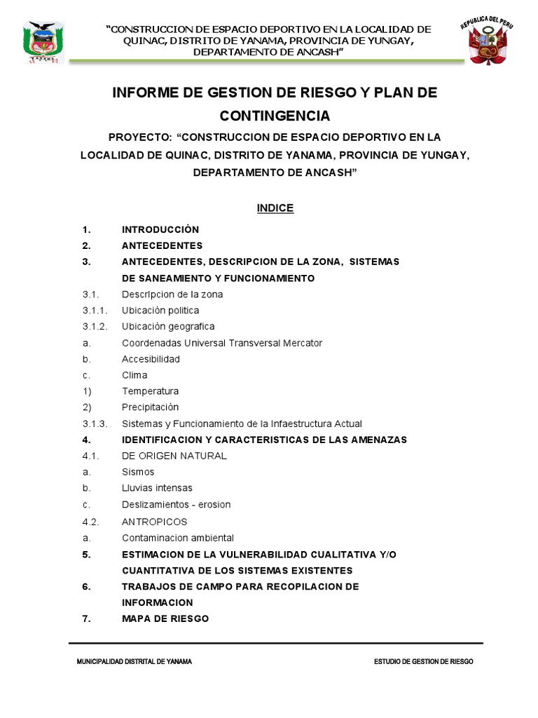 03 05 Informe De Gestion De Riesgo Pdf Riesgo Precipitación