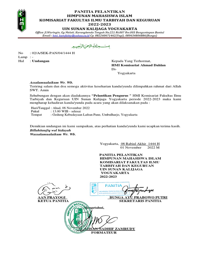 Undangan LK1 Hmi | PDF