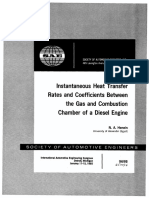 Instantaneous Heat Transfer Rates and Coefficients Between The Gas and Combustion Chamber of A Diesel Engine