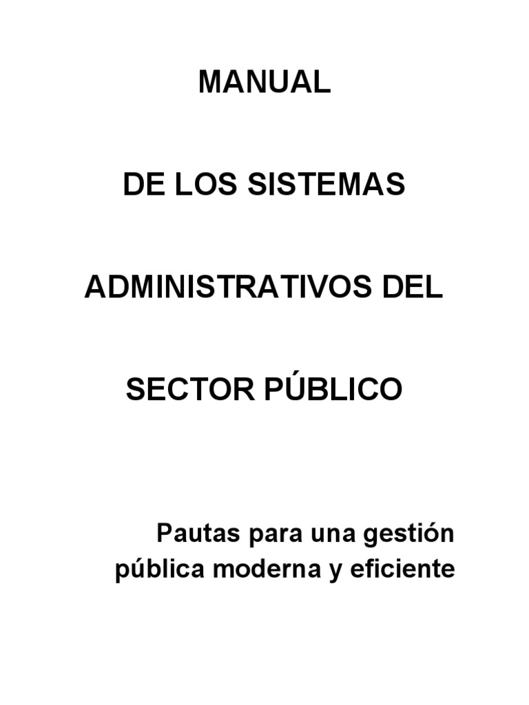 Manual De Los Sistemas Administrativos Del Sector Público Pdf