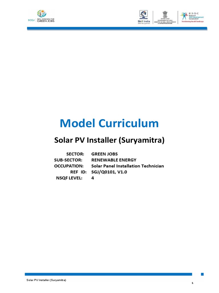 Suryamitra Solar PV Installer Curriculum | PDF | Photovoltaic System ...