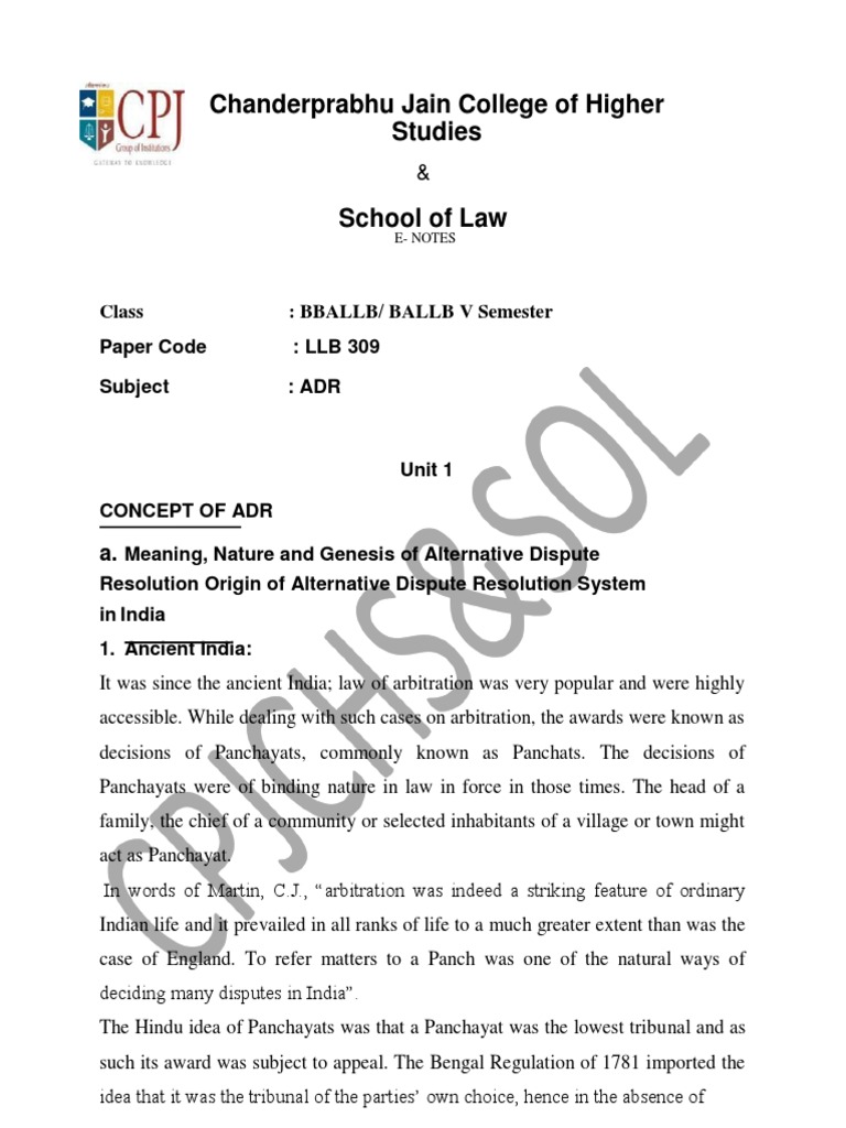 e-notes-adr-llb-309-pdf-alternative-dispute-resolution-mediation