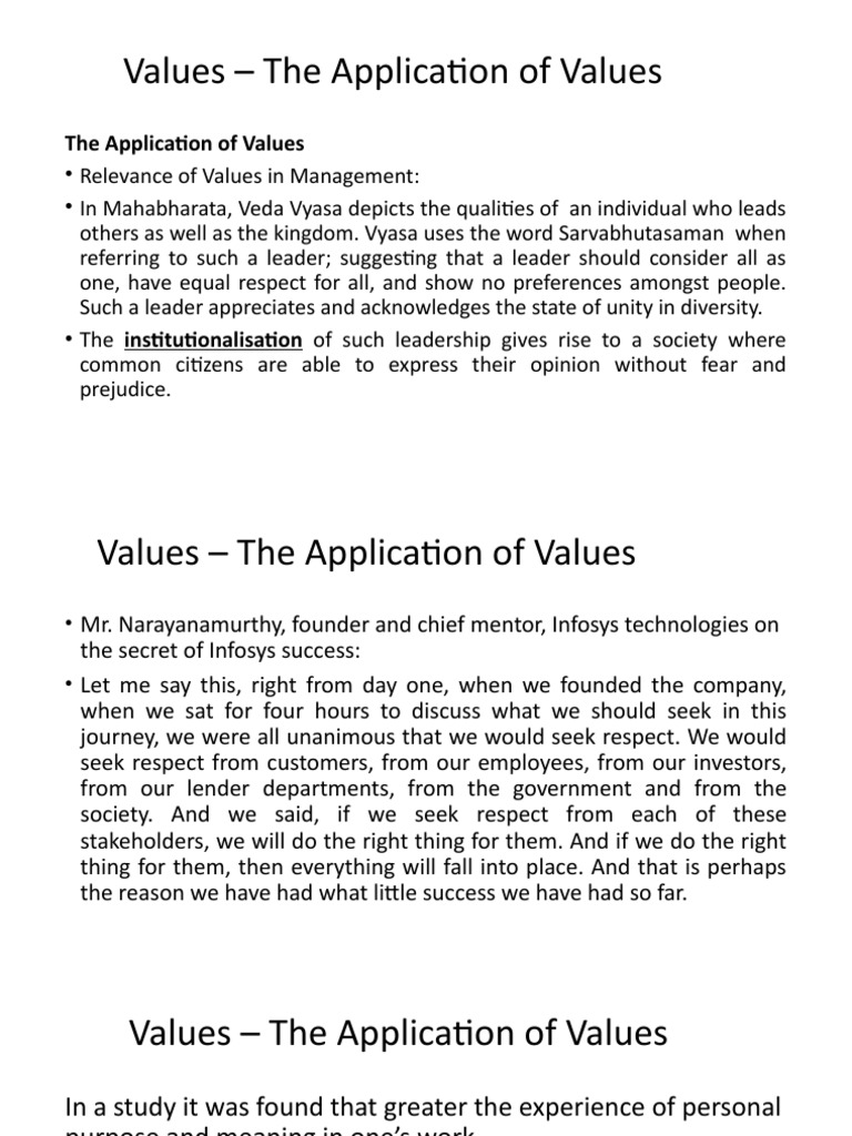Application of Values 1 PDF Mind Morality