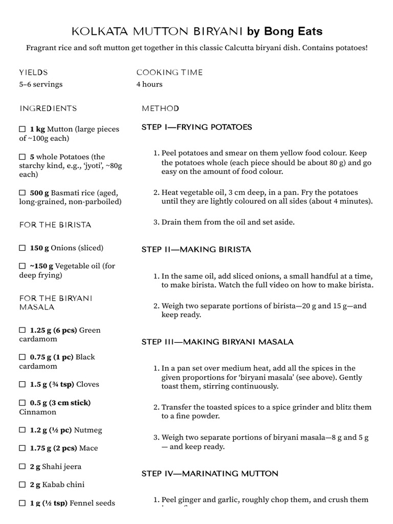 Kolkata Mutton Biryani—detailed recipe with video_ Bong Eats PDF
