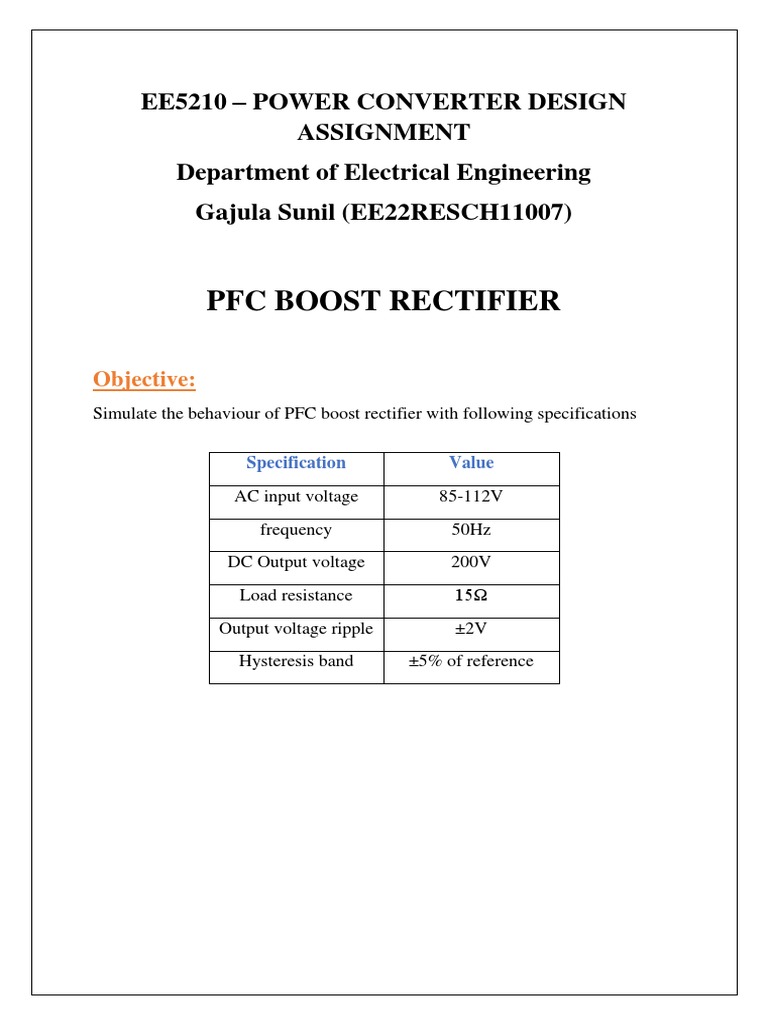 PFC Boost Rectifier Simulation Report | PDF